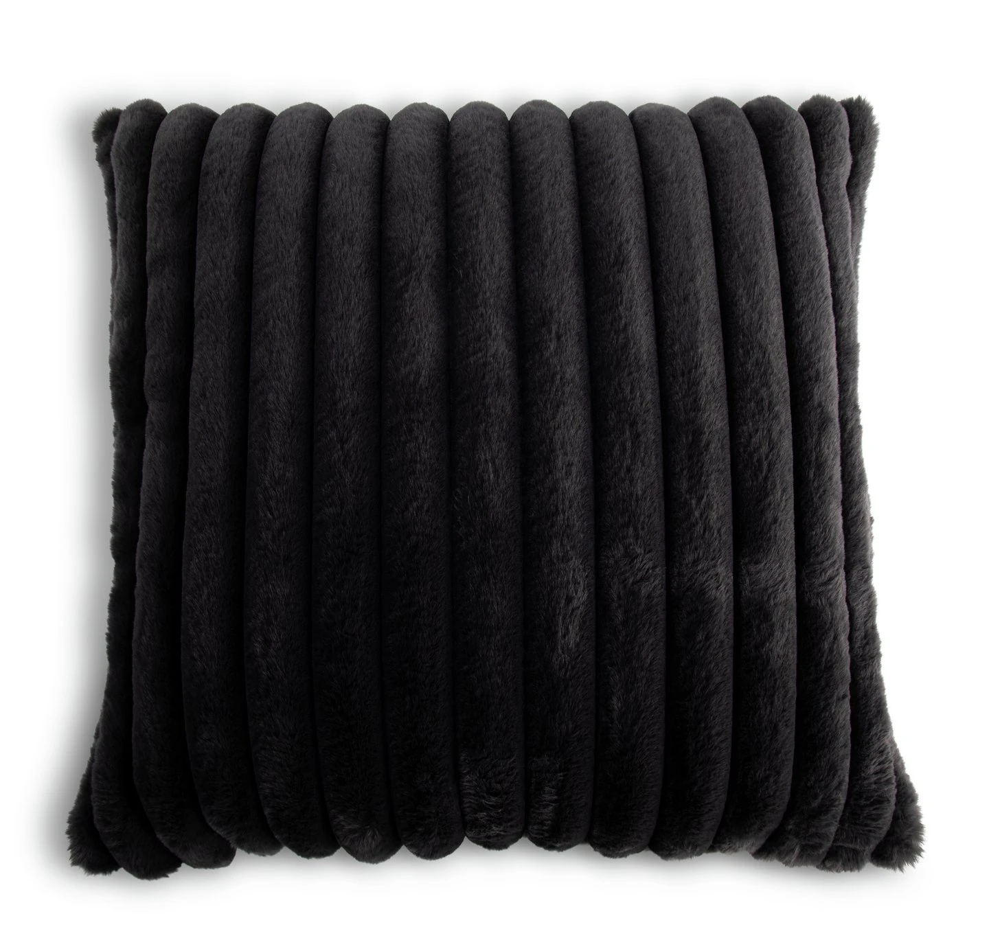 Habitat Ribbed Faux Fur Cushion - Charcoal - 50X50cm 3 Habitat Ribbed Faux Fur Cushion - Charcoal - 50X50cm