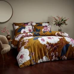 Paoletti Cotton Kyoto Floral 200TC Brown Bedding Set- Double -Home Sales Store 3066302 R Z003A