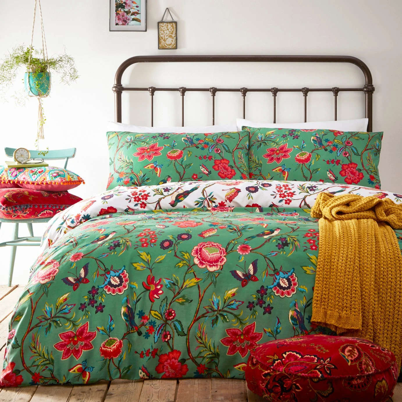 Furn Pomelo Tropical Floral Green Bedding Set - Single 5 Furn Pomelo Tropical Floral Green Bedding Set - Single - Image 3