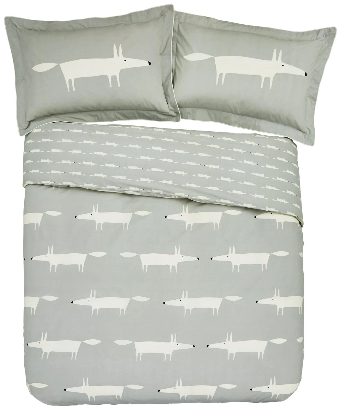 Scion Cotton Mr Fox Patterned Pillowcase - Silver 4 Scion Cotton Mr Fox Patterned Pillowcase - Silver - Image 2
