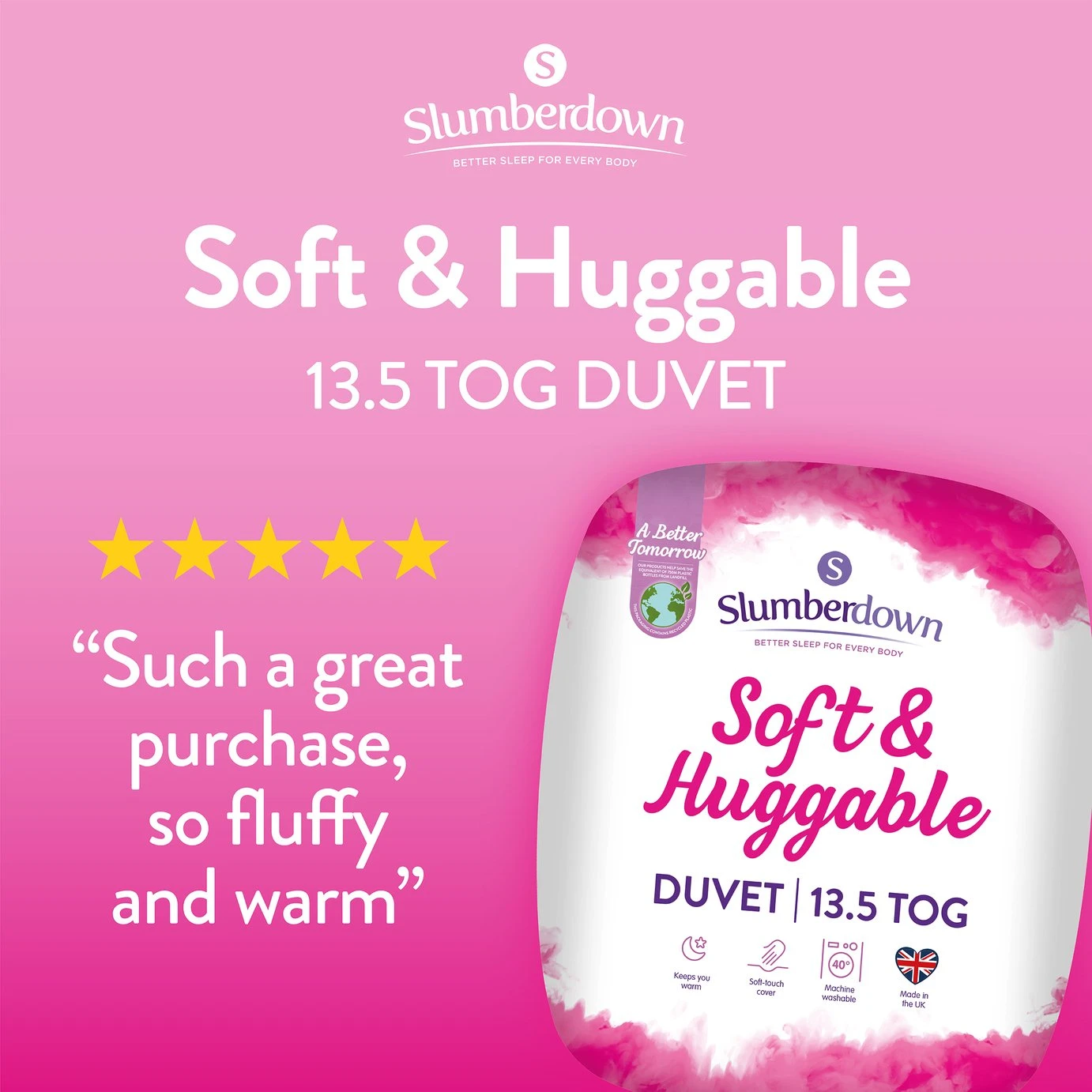 Slumberdown Soft And Huggable 13.5 Tog Duvet - Single 4 Slumberdown Soft And Huggable 13.5 Tog Duvet - Single - Image 2