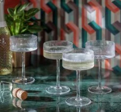 Habitat Ribbed Set Of 4 Champagne Coupe Glasses 8 Habitat Ribbed Set Of 4 Champagne Coupe Glasses -Home Sales Store 3186055 R Z001C