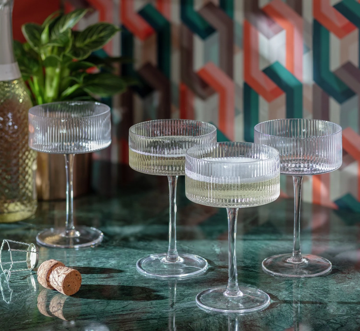 Habitat Ribbed Set Of 4 Champagne Coupe Glasses 4 Habitat Ribbed Set Of 4 Champagne Coupe Glasses - Image 2