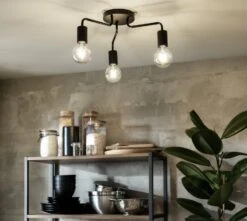 Habitat Rayner Steel 3 Light LED Flush Ceiling Light - Black -Home Sales Store 3247846 R Z003C