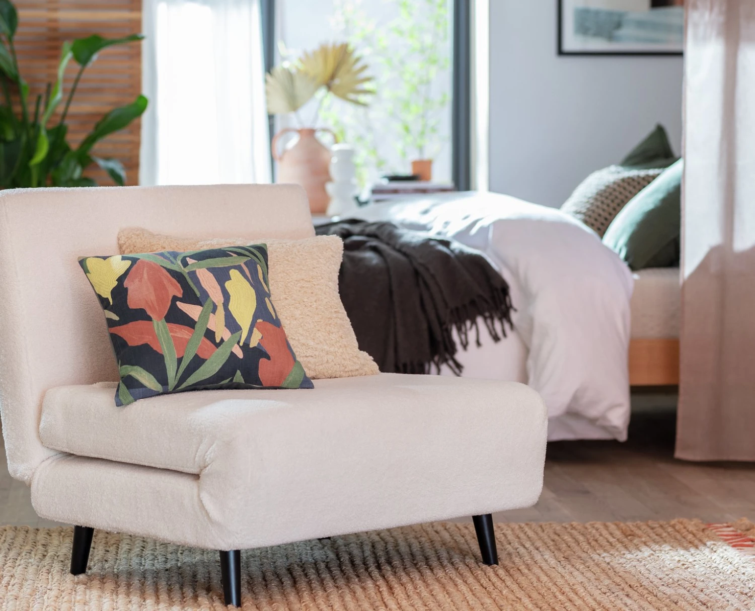 Habitat Embroidered Floral Cushion - Multicolor - 43X43cm 4 Habitat Embroidered Floral Cushion - Multicolor - 43X43cm - Image 2