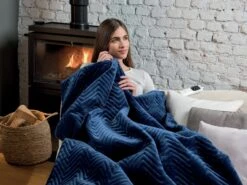 Dreamland Deluxe Velvet Royal Blue Heated Throw - Large -Home Sales Store 3340901 R Z003A