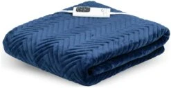 Dreamland Deluxe Velvet Royal Blue Heated Throw - Large -Home Sales Store 3340901 R Z010A