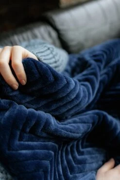 Dreamland Deluxe Velvet Royal Blue Heated Throw - Large -Home Sales Store 3340901 R Z015A