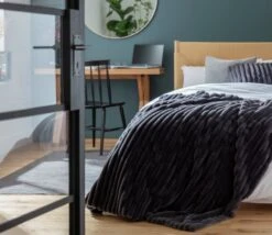 Habitat Ribbed Faux Fur Throw - Charcoal - 125X150cm -Home Sales Store 3361320 R Z001C