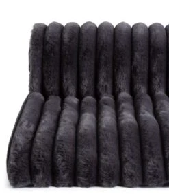 Habitat Ribbed Faux Fur Throw - Charcoal - 125X150cm -Home Sales Store 3361320 R Z002A
