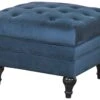 Habitat Chesterfield Velvet Storage Footstool - Blue -Home Sales Store 3369683 R Z001A