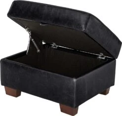 Habitat Salisbury Leather Storage Footstool - Black -Home Sales Store 3654666 R Z003A