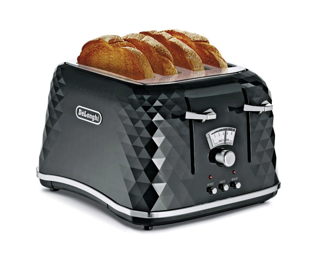De'Longhi CTJ4003 Brillante 4 Slice Toaster - Black 4 De'Longhi CTJ4003 Brillante 4 Slice Toaster - Black - Image 2
