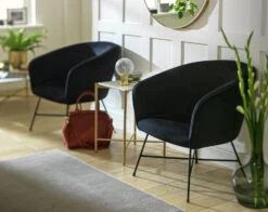 Habitat Jax Velvet Accent Chair - Black -Home Sales Store 4335135 R Z001C