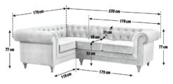 Habitat Chesterfield Right Hand Corner Sofa-Light Grey -Home Sales Store 4468916 R E001