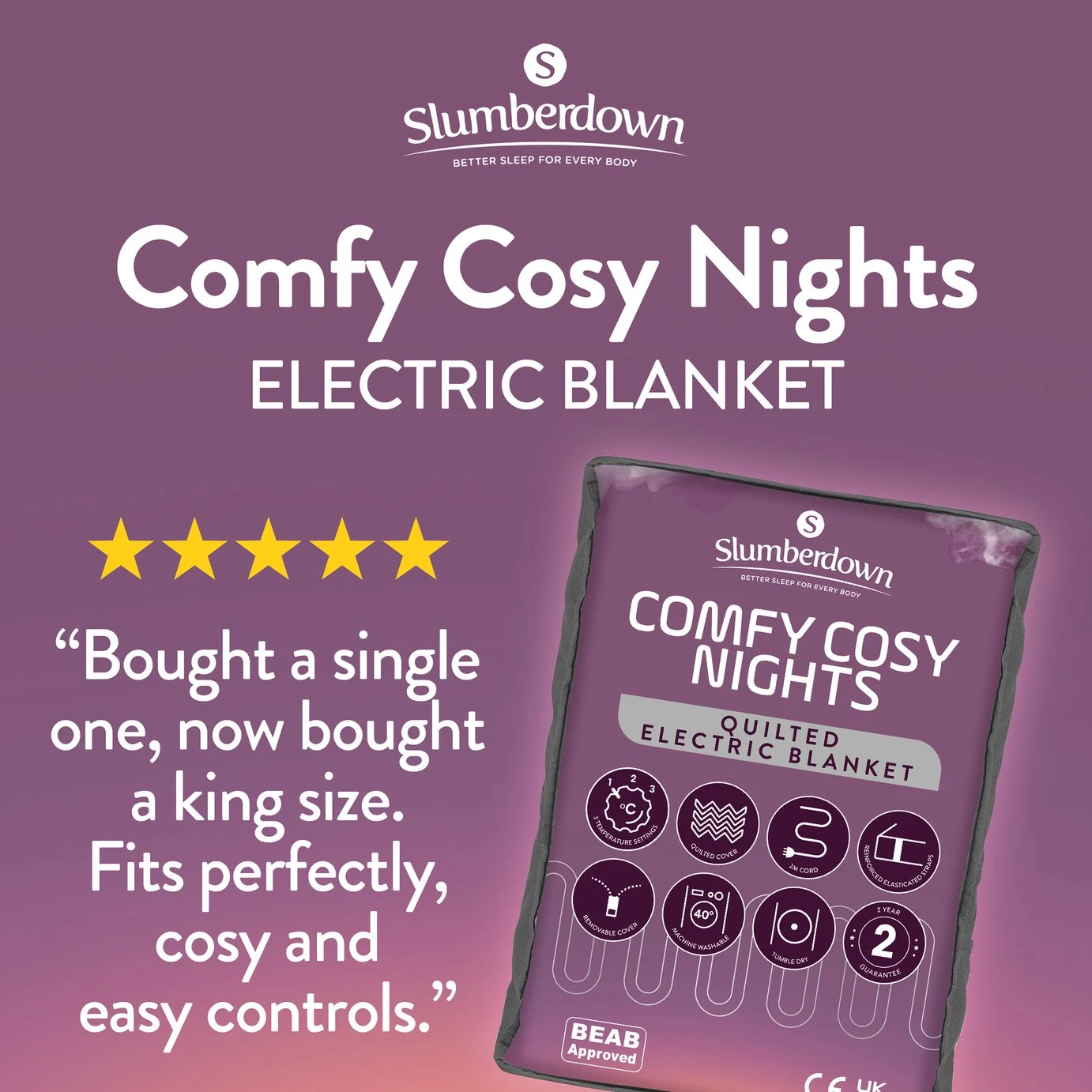 Slumberdown Comfy Cosy Nights Electric Blanket - Double 4 Slumberdown Comfy Cosy Nights Electric Blanket - Double - Image 2