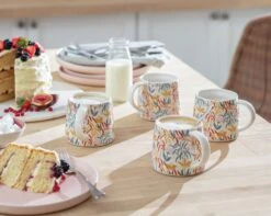 Habitat Floral Ripple Set Of 4 Mugs -Home Sales Store 4544421 R Z001C