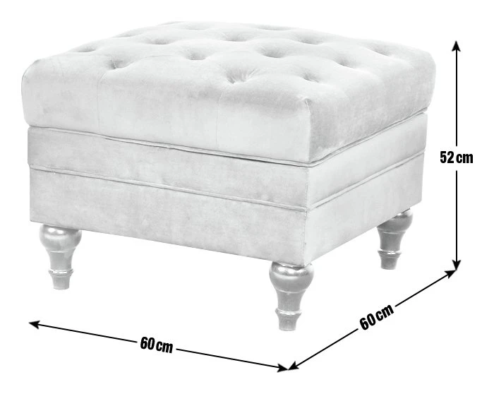Habitat Chesterfield Velvet Storage Footstool - Light Grey 6 Habitat Chesterfield Velvet Storage Footstool - Light Grey - Image 4