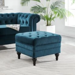 Habitat Chesterfield Velvet Storage Footstool - Light Grey 9 Habitat Chesterfield Velvet Storage Footstool - Light Grey -Home Sales Store 4654287 R Z001C