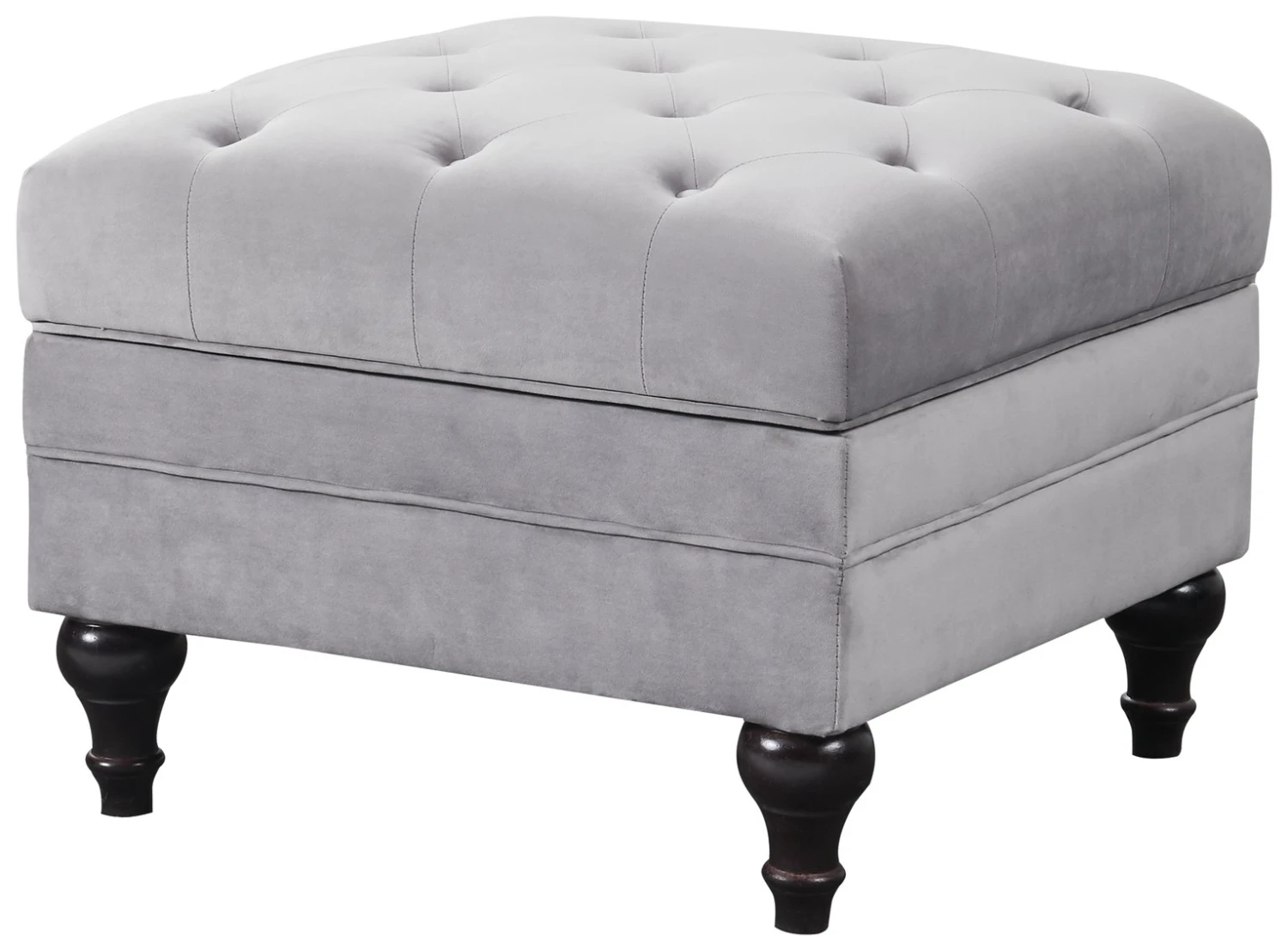 Habitat Chesterfield Velvet Storage Footstool - Light Grey 7 Habitat Chesterfield Velvet Storage Footstool - Light Grey - Image 5