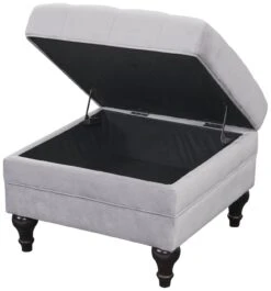 Habitat Chesterfield Velvet Storage Footstool - Light Grey 13 Habitat Chesterfield Velvet Storage Footstool - Light Grey -Home Sales Store 4654287 R Z003A