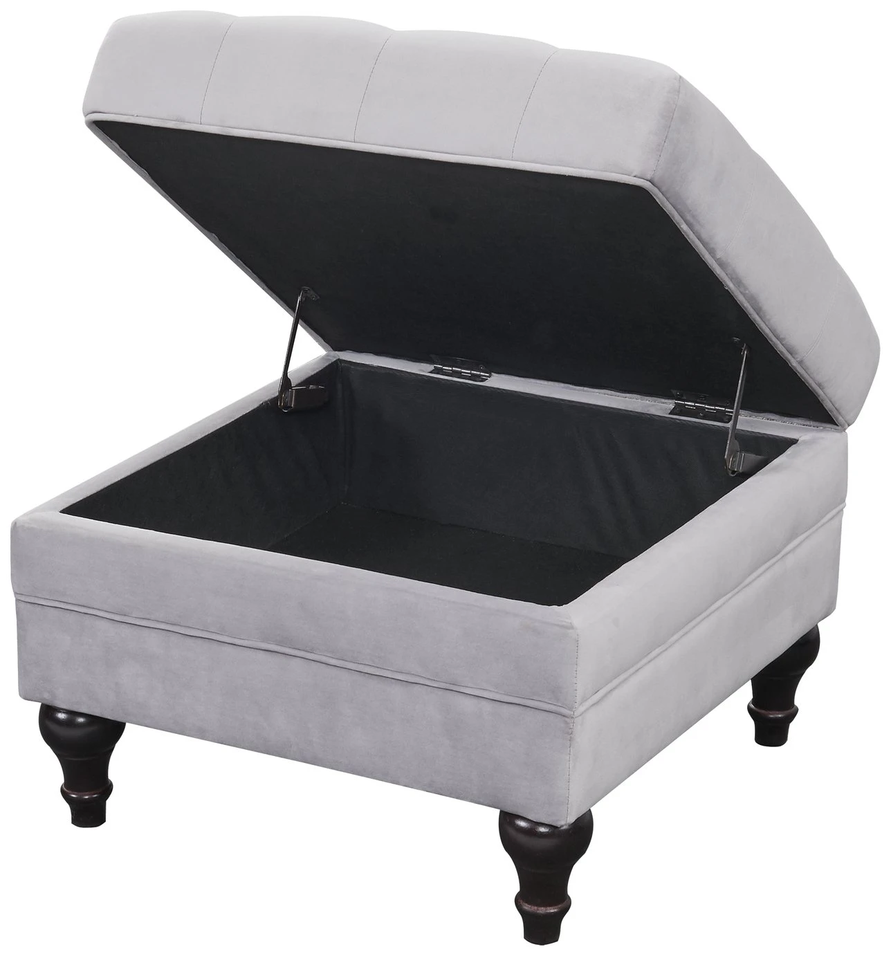 Habitat Chesterfield Velvet Storage Footstool - Light Grey 8 Habitat Chesterfield Velvet Storage Footstool - Light Grey - Image 6