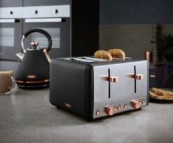 Tower T20051RG Cavaletto 4 Slice Toaster - Black & Rose Gold -Home Sales Store 4660800 R Z004A
