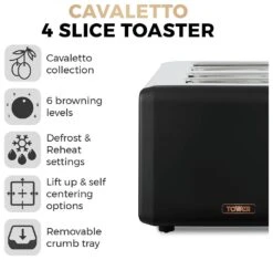 Tower T20051RG Cavaletto 4 Slice Toaster - Black & Rose Gold -Home Sales Store 4660800 R Z005A