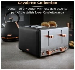 Tower T20051RG Cavaletto 4 Slice Toaster - Black & Rose Gold -Home Sales Store 4660800 R Z006A