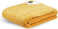 Dreamland Deluxe Velvet Mustard Heated Throw - Large -Home Sales Store 4844994 R Z009A