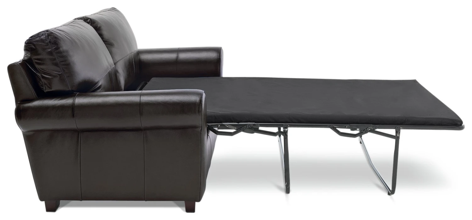 Habitat Salisbury 2 Seater Leather Sofa Bed - Chocolate 6 Habitat Salisbury 2 Seater Leather Sofa Bed - Chocolate - Image 4