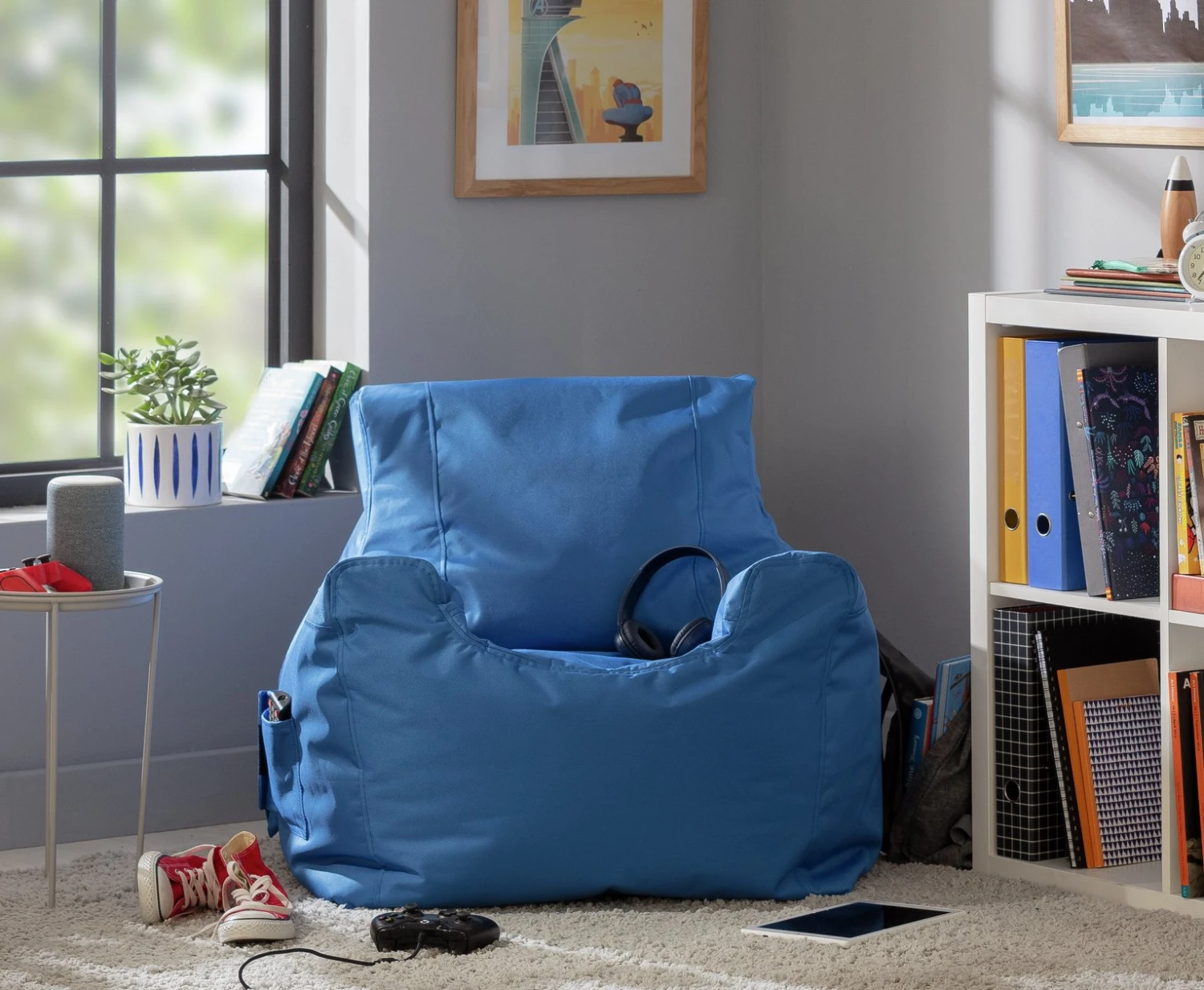 Kaikoo Large Blue Teenager Bean Bag Chair 2 Kaikoo Large Blue Teenager Bean Bag Chair