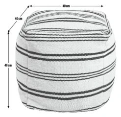 Kaikoo Layne Wool Pouffe - Black & White -Home Sales Store 5642236 R E001