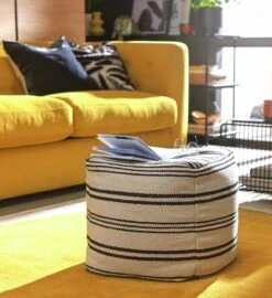 Kaikoo Layne Wool Pouffe - Black & White -Home Sales Store 5642236 R Z001C