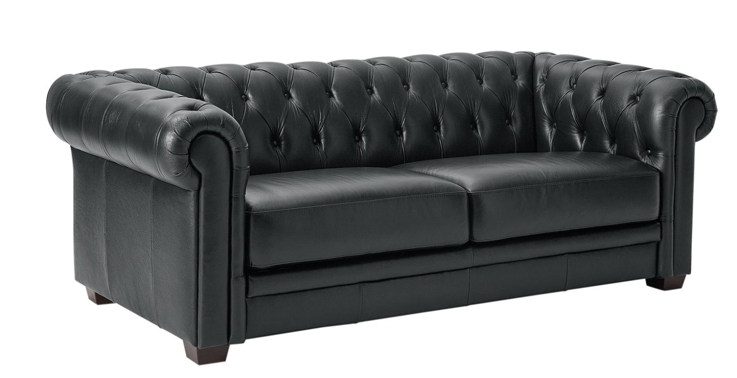 Habitat Chesterfield Leather 3 Seater Sofa - Black 9 Habitat Chesterfield Leather 3 Seater Sofa - Black - Image 7