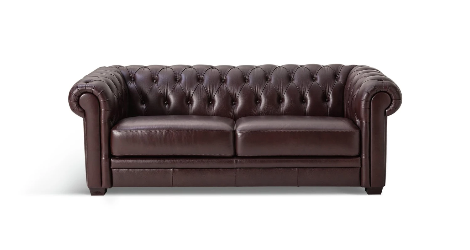 Habitat Chesterfield Leather 3 Seater Sofa - Chocolate 3 Habitat Chesterfield Leather 3 Seater Sofa - Chocolate