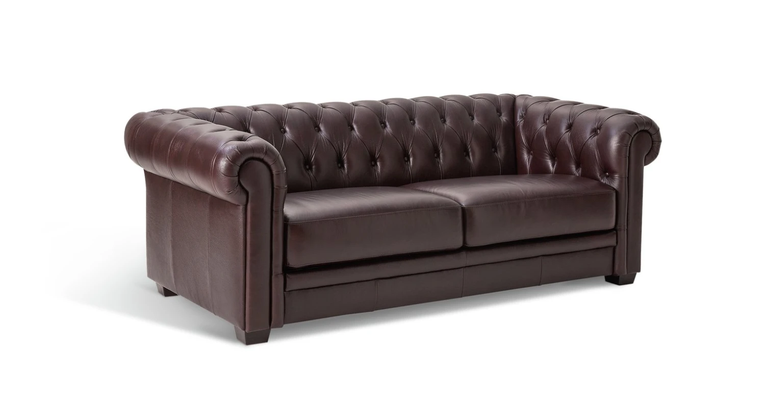 Habitat Chesterfield Leather 3 Seater Sofa - Chocolate 7 Habitat Chesterfield Leather 3 Seater Sofa - Chocolate - Image 5