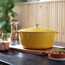 Habitat Global 5.3 Litre Cast Iron Casserole Dish - Yellow -Home Sales Store 6609625 R Z002C