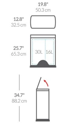 Simplehuman 46 Litre Rectangular Recycle Bin -Home Sales Store 6609780 R Z020A