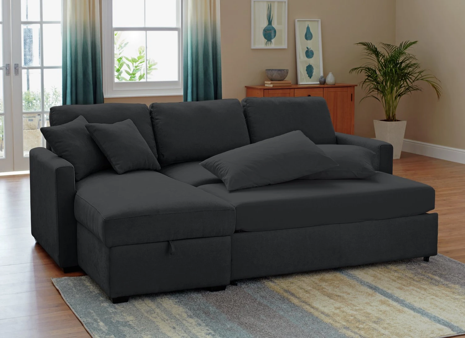 Habitat Reagan Left Corner Chaise Sofa Bed - Charcoal 4 Habitat Reagan Left Corner Chaise Sofa Bed - Charcoal - Image 2