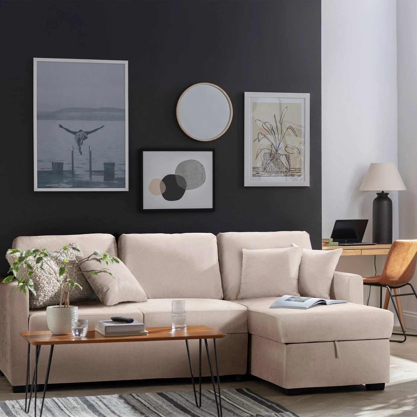 Habitat Reagan Right Corner Chaise Sofa Bed - Natural 4 Habitat Reagan Right Corner Chaise Sofa Bed - Natural - Image 2