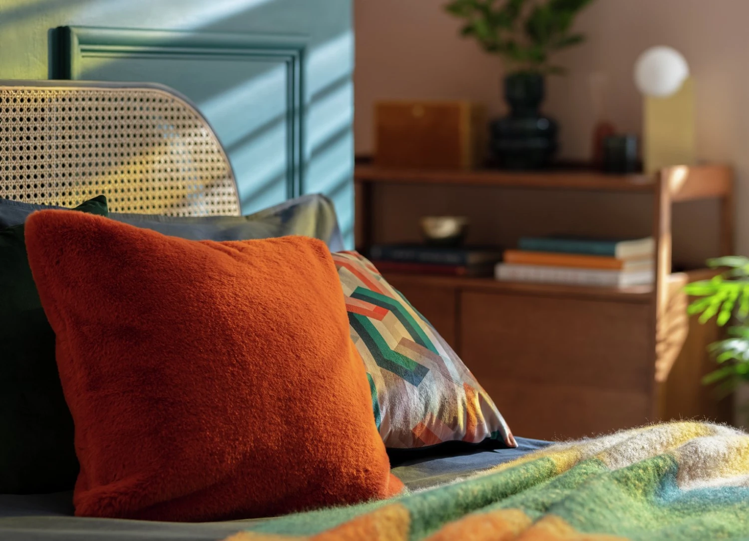 Habitat Plain Faux Fur Cushion - Burnt Orange - 43X43cm 4 Habitat Plain Faux Fur Cushion - Burnt Orange - 43X43cm - Image 2