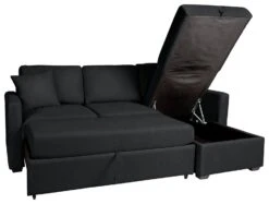 Habitat Reagan Corner Chaise Faux Leather Sofa Bed - Black -Home Sales Store 7067668 R Z002A