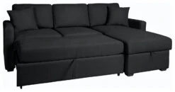 Habitat Reagan Corner Chaise Faux Leather Sofa Bed - Black -Home Sales Store 7067668 R Z003A