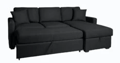 Habitat Reagan Corner Chaise Faux Leather Sofa Bed - Black -Home Sales Store 7067668 R Z007A