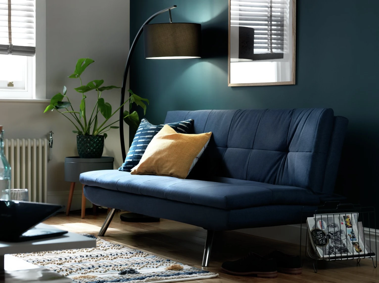Habitat Nolan Fabric Clic Clac Sofa Bed - Denim Blue 10 Habitat Nolan Fabric Clic Clac Sofa Bed - Denim Blue - Image 8