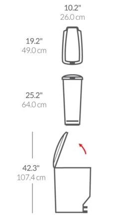 Simplehuman 40 Litre Plastic Slim Pedal Bin - Grey -Home Sales Store 7277070 R Z020A