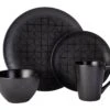 Habitat Geo 16 Piece Stoneware Dinner Set - Black 1 Habitat Geo 16 Piece Stoneware Dinner Set - Black -Home Sales Store 7665242 R Z001A
