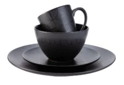 Habitat Geo 16 Piece Stoneware Dinner Set - Black -Home Sales Store 7665242 R Z002A