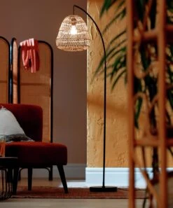 Habitat Rattan Arc Floor Lamp - Cream And Black -Home Sales Store 8024789 R Z002C